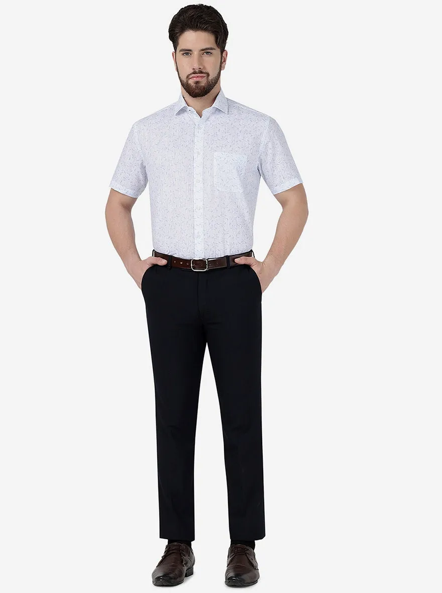 White Printed Regular Fit Formal Shirt | Greenfibre