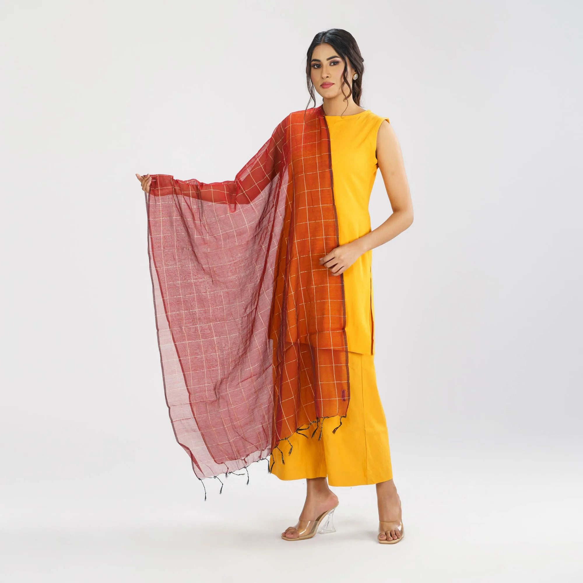 Womens Maroon Screen Printed Orna