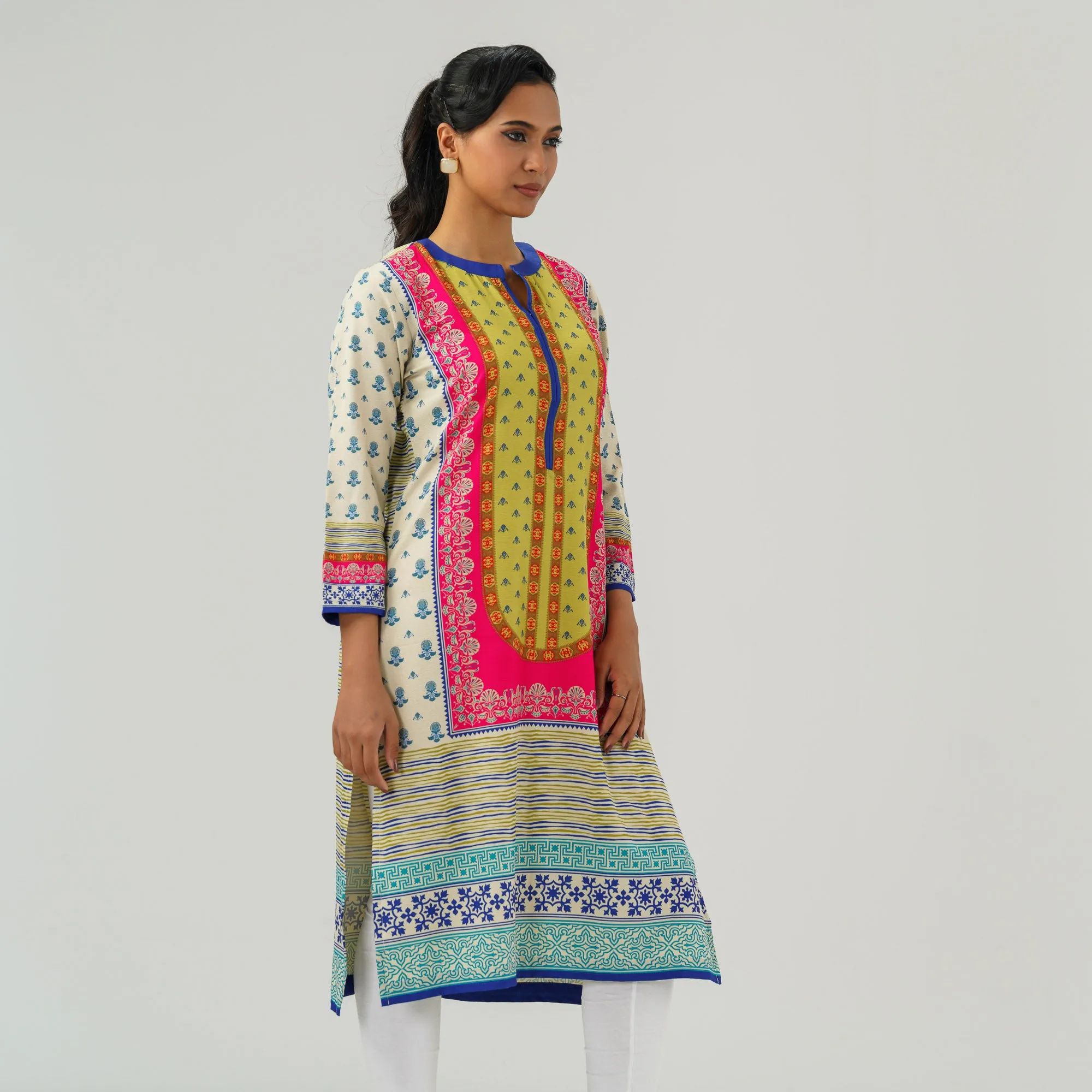 Womens Multicolor Printed Kurti